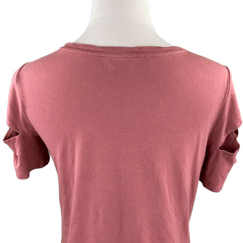 TopShop Dusty Rose Cute Cut Out Bow Sleeve Tee - Picture 7 of 12